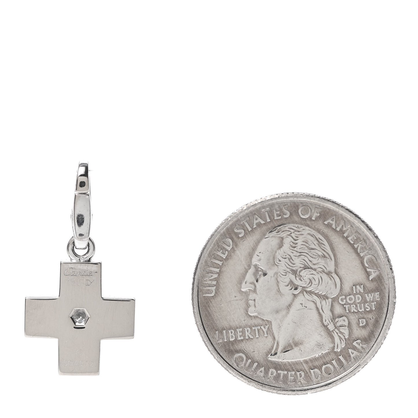 18K White Gold Diamond Cross Charm