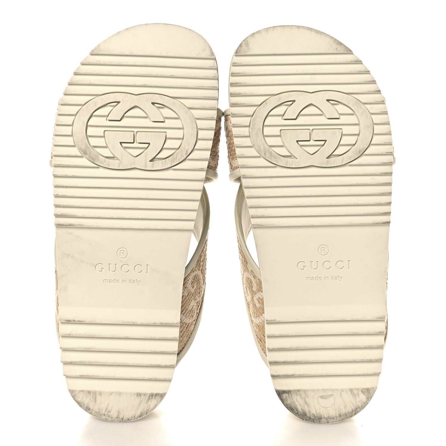 Gucci Raffia GG Monogram Criss Cross Slide Sandals 40 Natural Mystic White 6 of 9