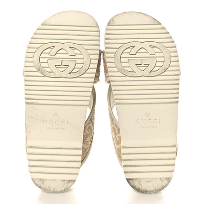 Gucci Raffia GG Monogram Criss Cross Slide Sandals 40 Natural Mystic White 6 of 9