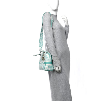 Christian Dior Canvas Toile De Jouy Embroidered Medium Lady D-Lite Aquamarina 2 of 10
