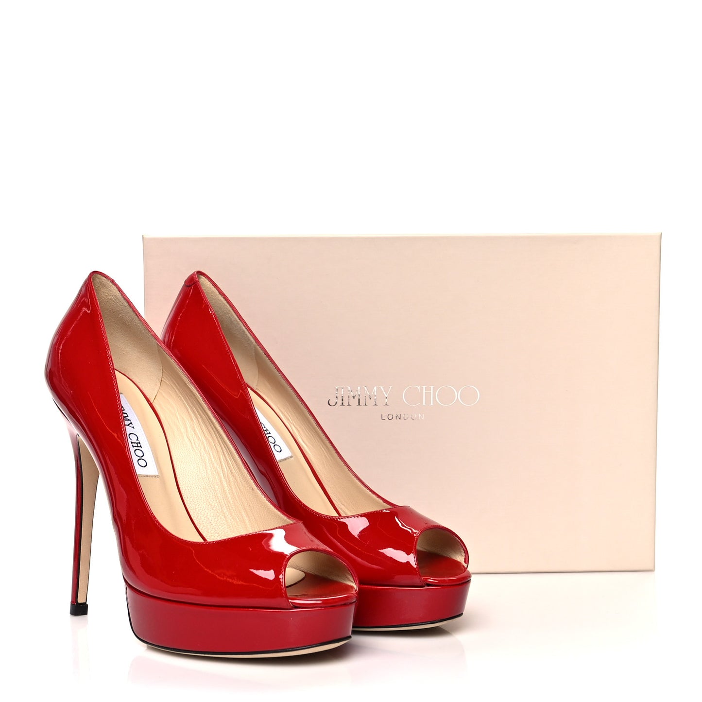 Patent Calfskin Crown 120 Peep Toe Platform Pumps 37.5 Red
