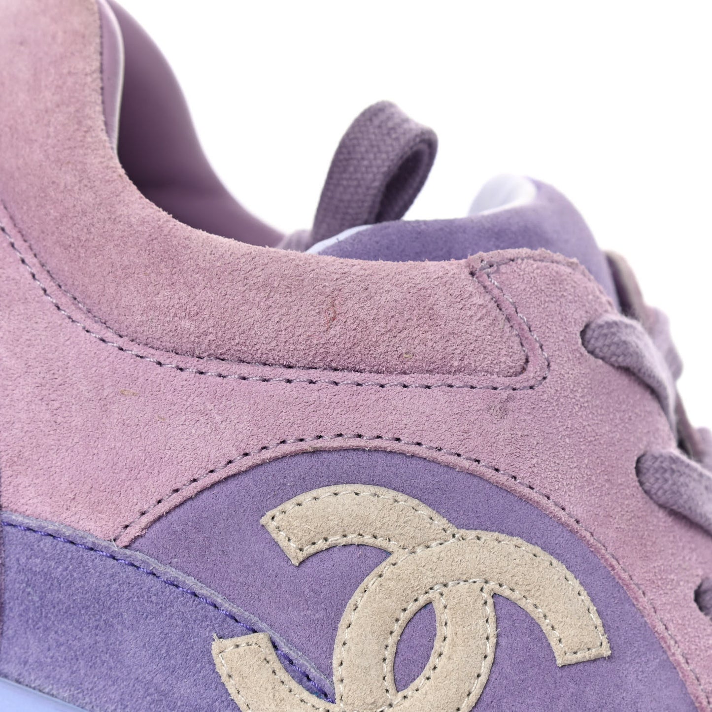 Nylon Lambskin Suede Calfskin CC Sneakers 40 Purple