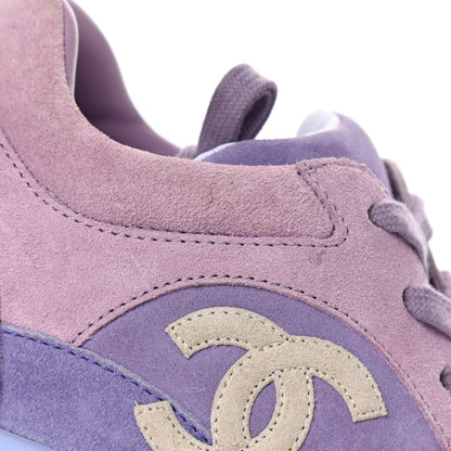 Chanel Nylon Lambskin Suede Calfskin CC Sneakers 40 Purple 12 of 12