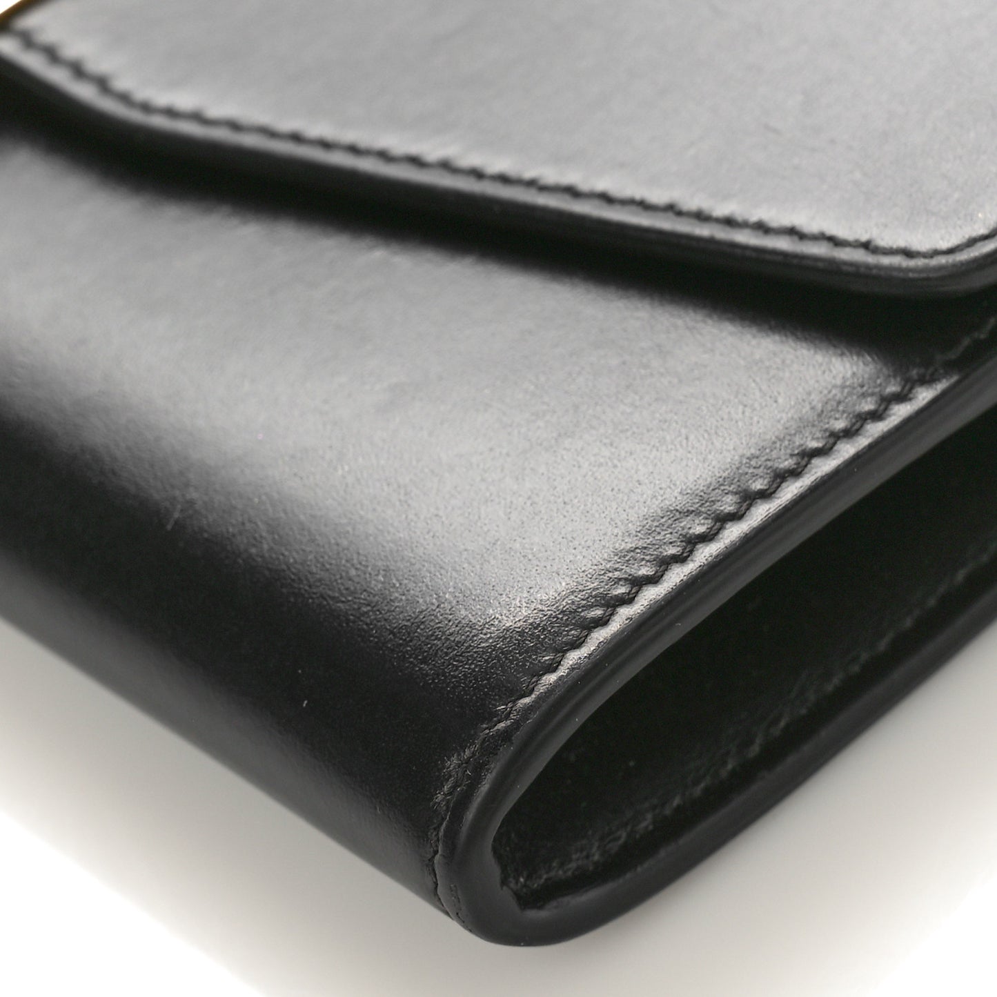 Shiny Smooth Calfskin C Wallet On Chain Bag Black