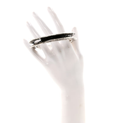 Saint Laurent Metal Hammered Bangle Bracelet Silver 2 of 4