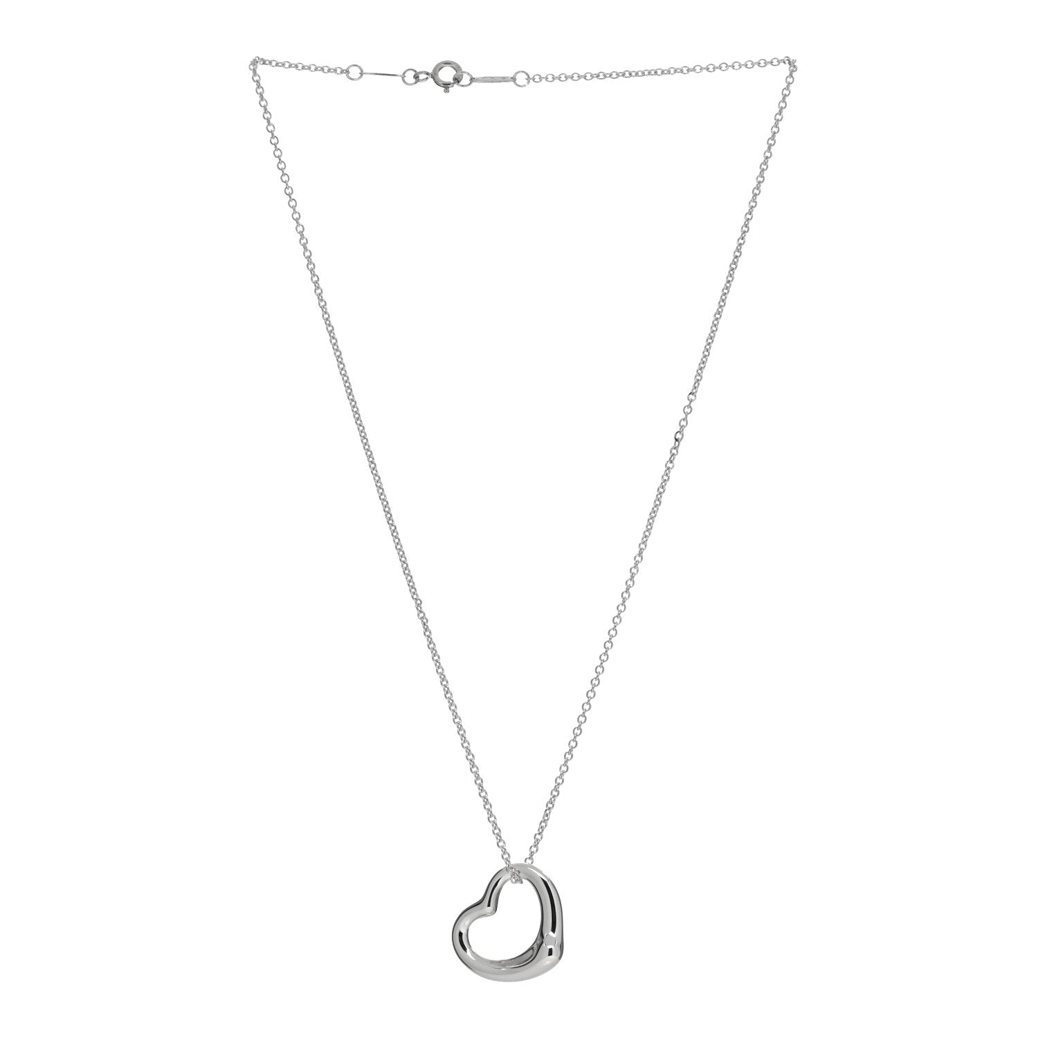 Tiffany Sterling Silver 22mm Elsa Peretti Open Heart Pendant Necklace 2 of 4