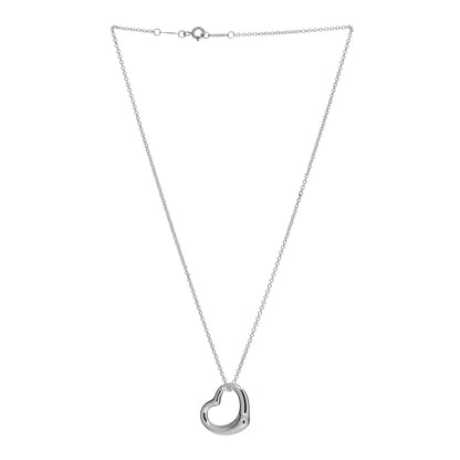 Tiffany Sterling Silver 22mm Elsa Peretti Open Heart Pendant Necklace 2 of 4
