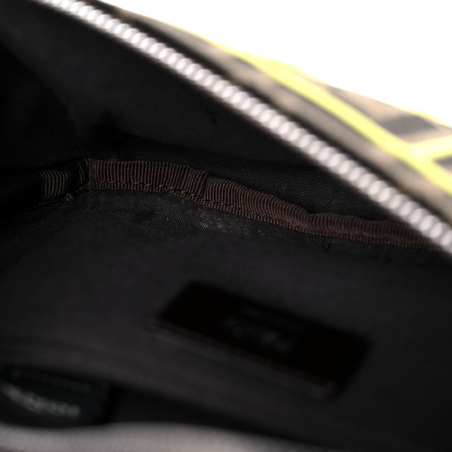 Fendi Fabric Jacquard FF 1974 Logo Threaded Edge Kids Belt Bag Tobacco Giallo Fluo 12 of 14
