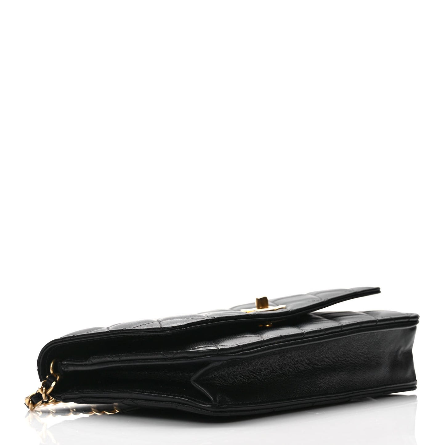 Lambskin Quilted CC Pearl Crush Wallet on Chain WOC Black