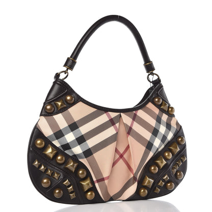 Burberry Nova Check Mega Stud Medium Alverton Hobo Chocolate 3 of 9