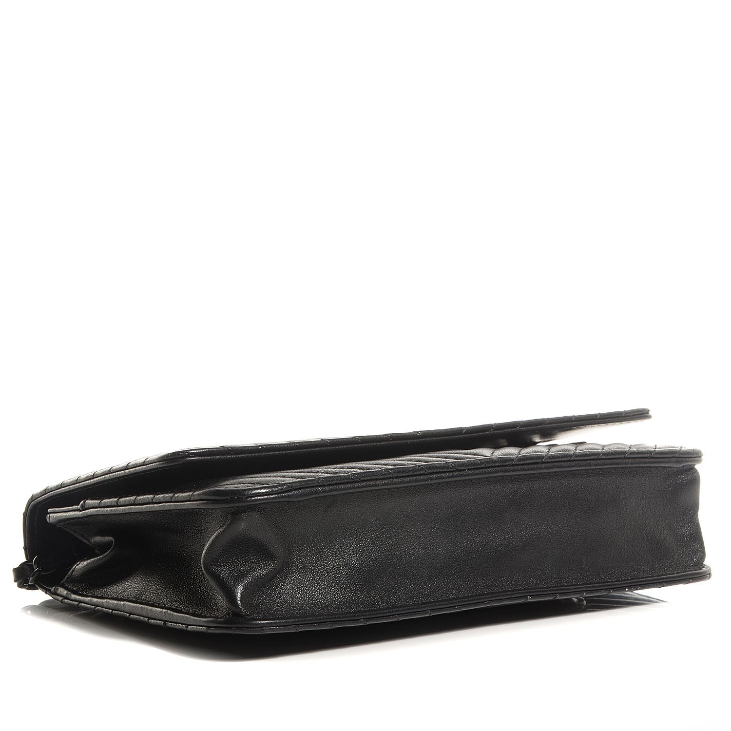 Chanel Metallic Calfskin Chevron Wallet On Chain WOC Black 4 of 9