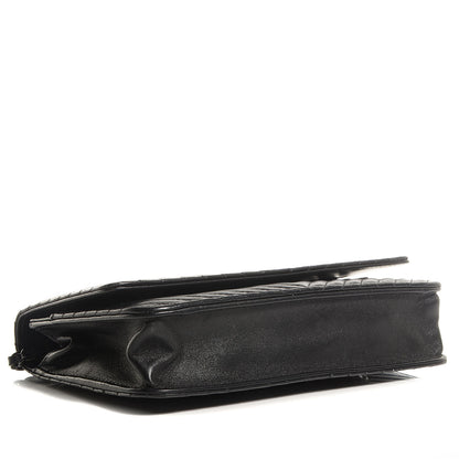 Chanel Metallic Calfskin Chevron Wallet On Chain WOC Black 4 of 9