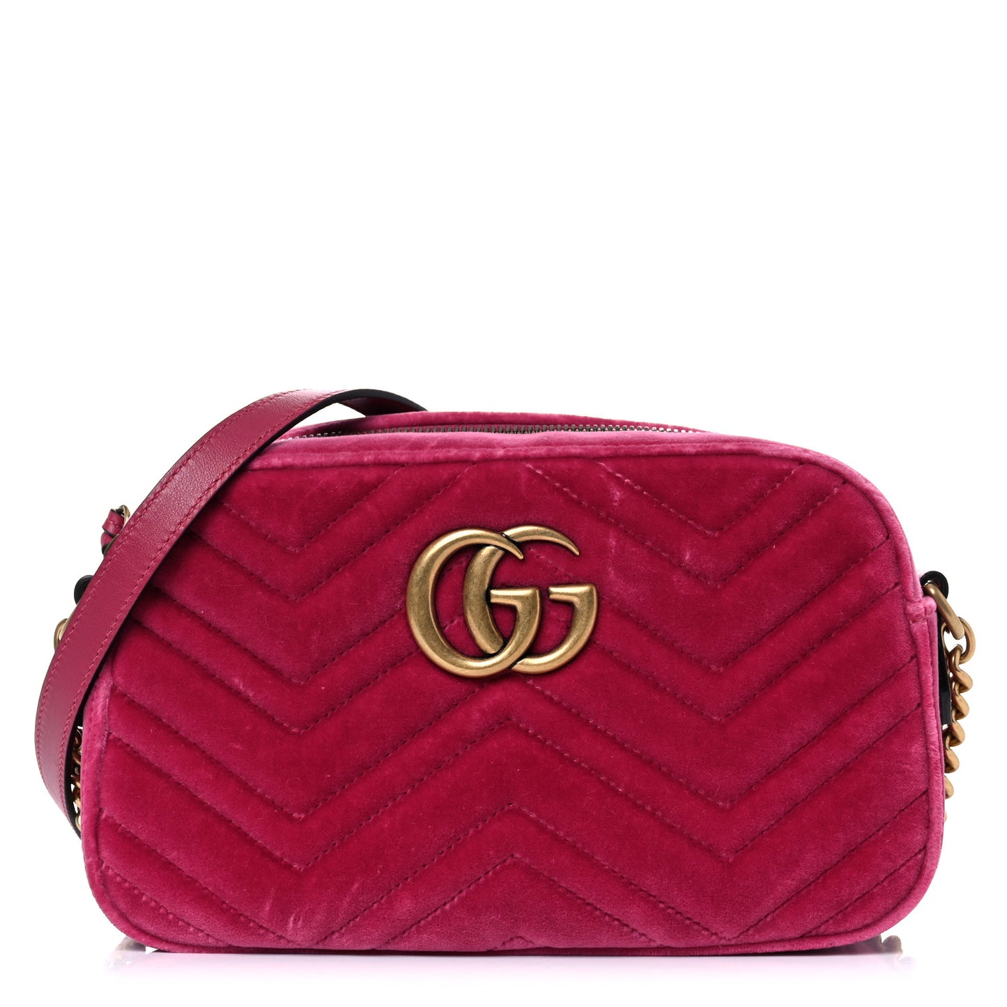 Velvet Matelasse Small GG Marmont Chain Shoulder Bag Light Raspberry Rose