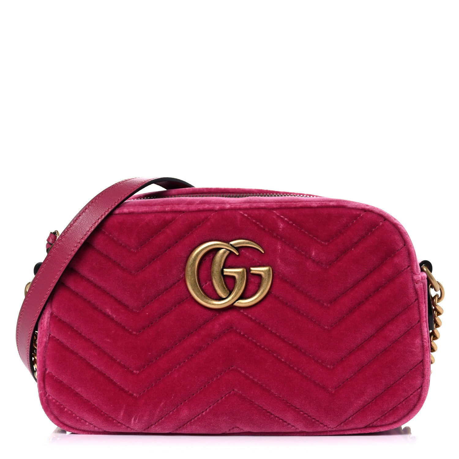 Gucci Velvet Matelasse Small GG Marmont Chain Shoulder Bag Light Raspberry Rose 1 of 11