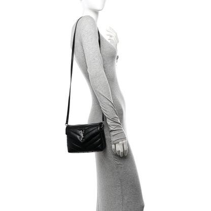 Saint Laurent Calfskin Y Quilted Monogram Toy Loulou Crossbody Bag Black 2 of 10