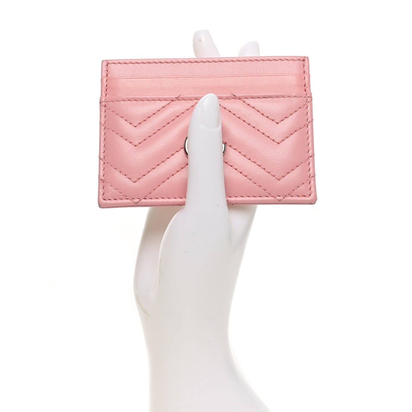 Calfskin Matelasse GG Marmont Card Holder Wild Rose