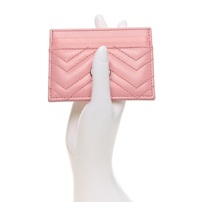 Gucci Calfskin Matelasse GG Marmont Card Holder Wild Rose 2 of 7