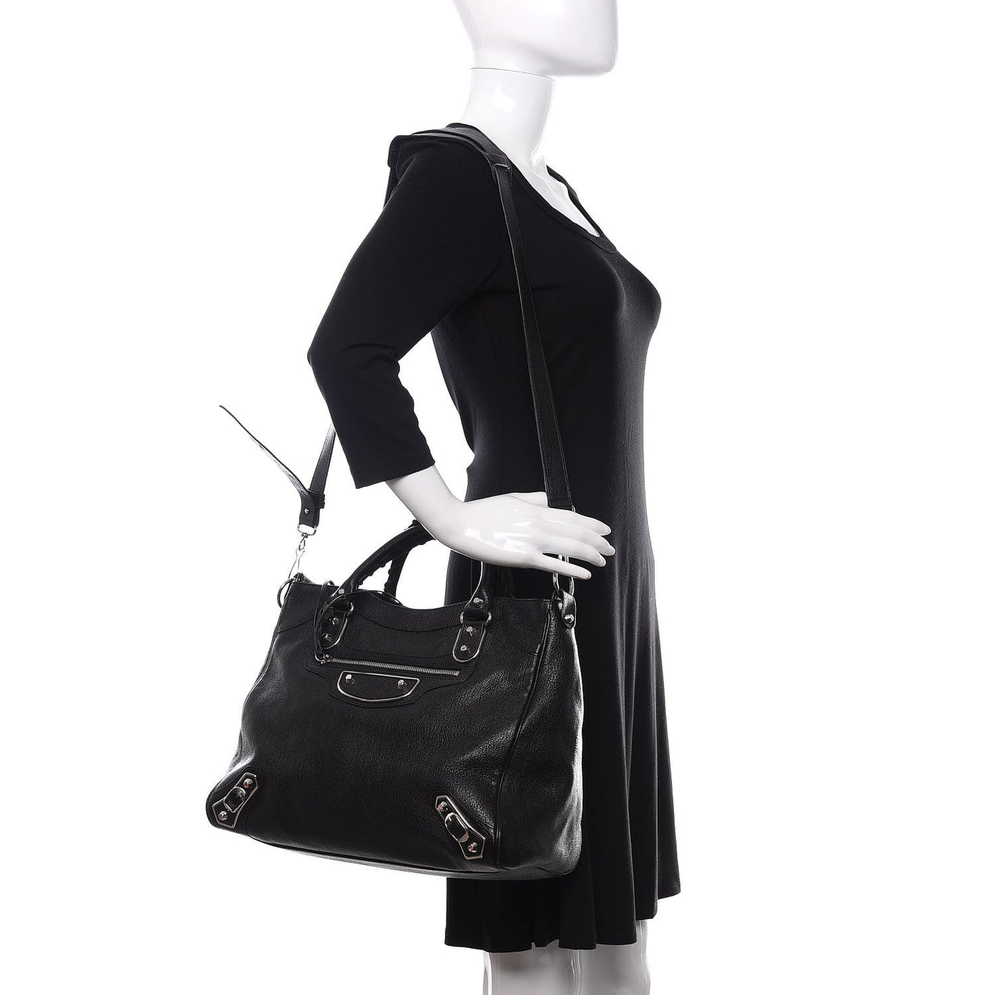 Chevre Silver Metallic Edge Hardware Velo Black