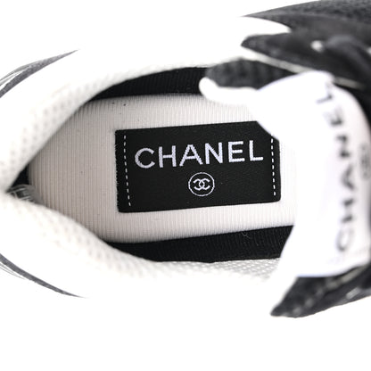 Chanel Mesh Suede Grained Calfskin Womens CC Sneakers 36 Black White 7 of 9