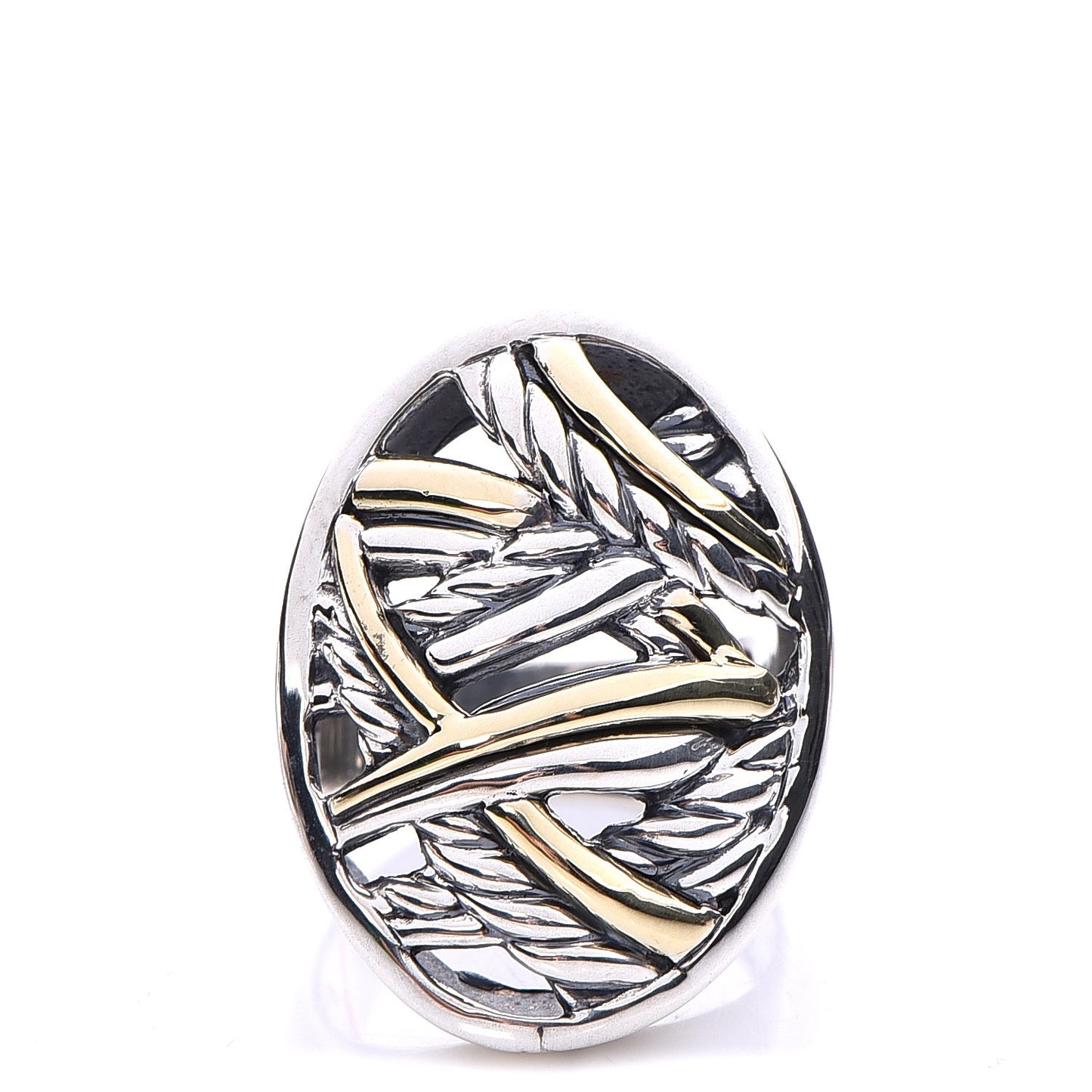 Sterling Silver 18K Yellow Gold Papyrus Oval Ring 52 6.25