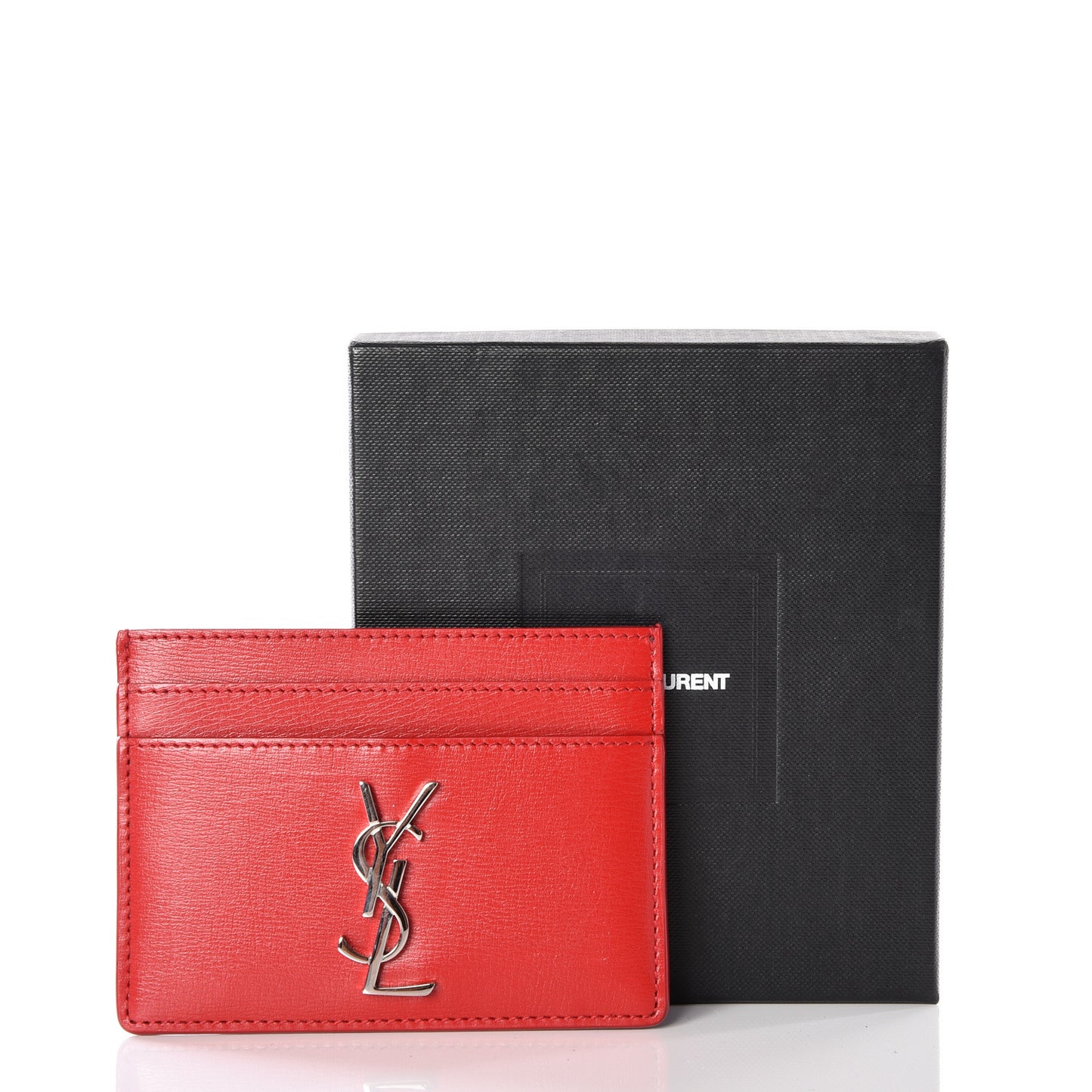 Calfskin Monogram Credit Card Case Red