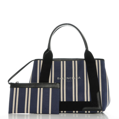 Balenciaga Canvas Striped S Navy Cabas Navy 4 of 7