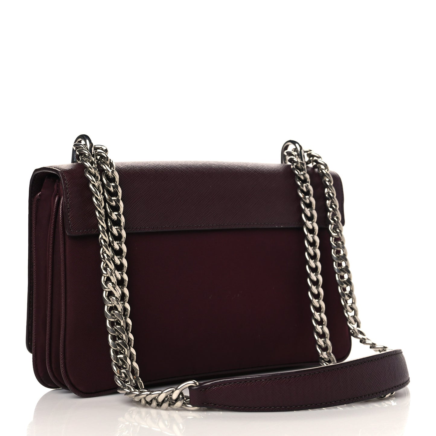 Saffiano Tessuto Nylon Chain Shoulder Bag Granato
