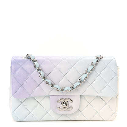 Chanel Perforated Lambskin Quilted Mini Rectangular Flap Light Blue Light Purple White 1 of 11