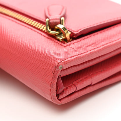 Prada Saffiano Metal Continental Flap Wallet Peonia 11 of 15