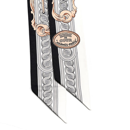Hermes Silk Bride De Cour Twilly Black White Or Rose 2 of 4
