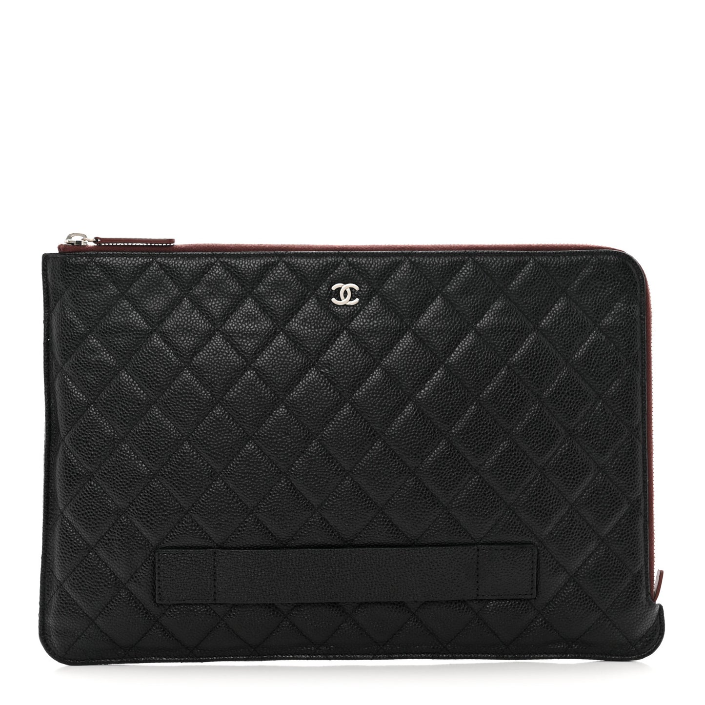 Caviar Quilted Large Slide Pouch Black