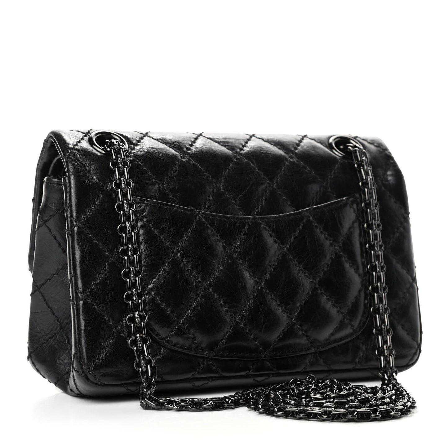Aged Calfskin Quilted 2.55 Reissue 224 Flap So Black