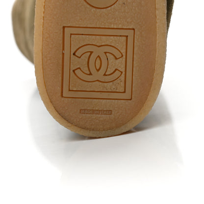 Chanel Suede Shearling Boots 36.5 Khaki 6 of 9