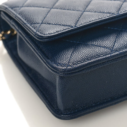 Chanel Caviar Quilted Crystal CC Wallet On Chain WOC Navy 8 of 9
