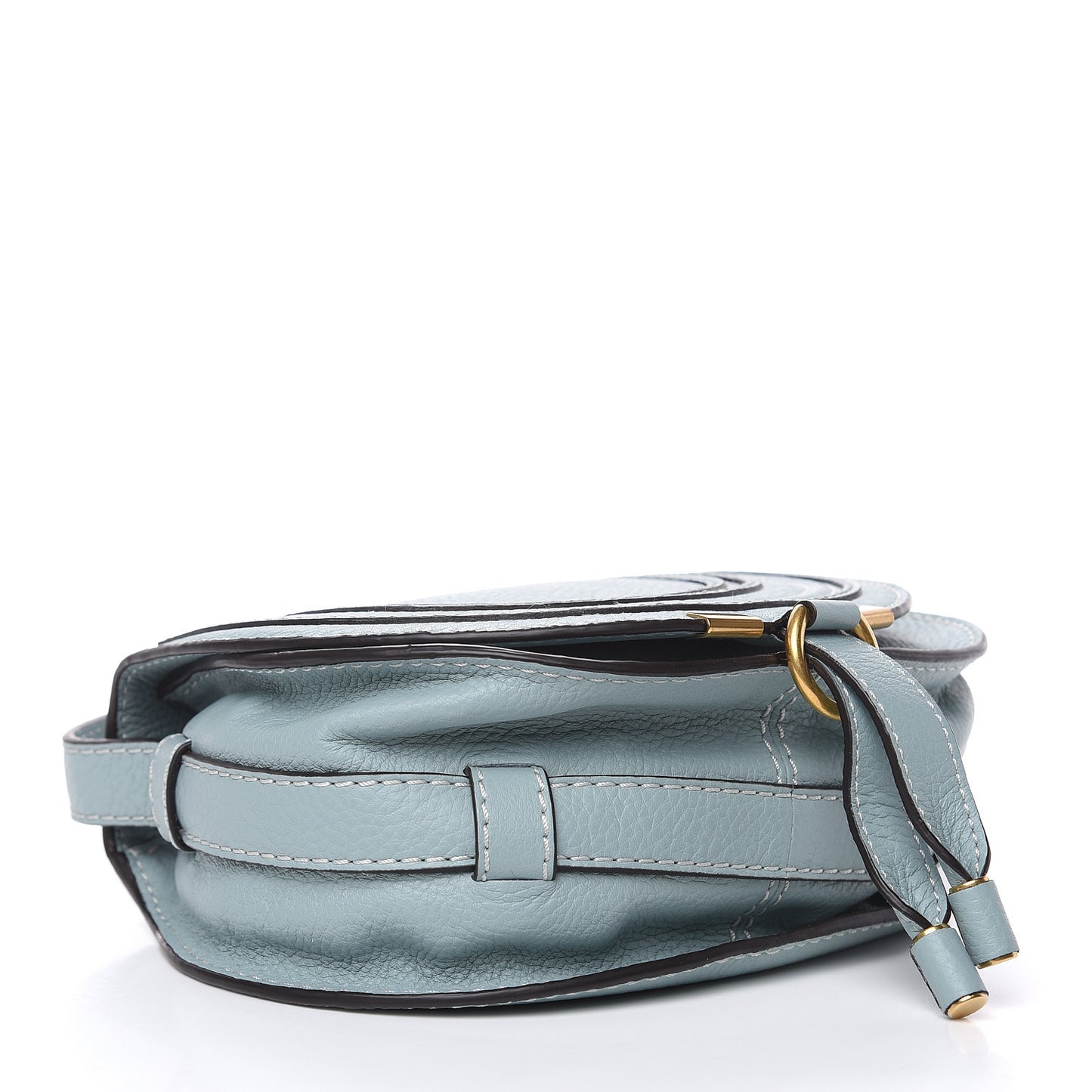 Calfskin Mini Marcie Round Crossbody Bag Faded Blue
