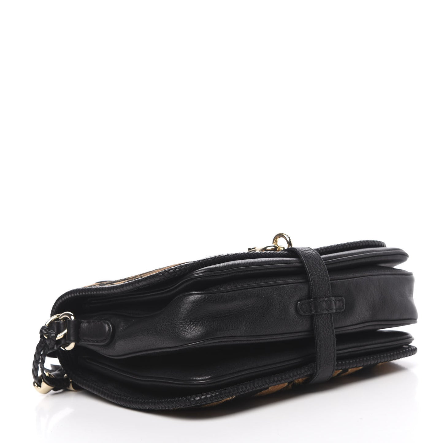 Calf Hair Calfskin Zebra Print Medium Marrakech Flap Messenger Bag Black