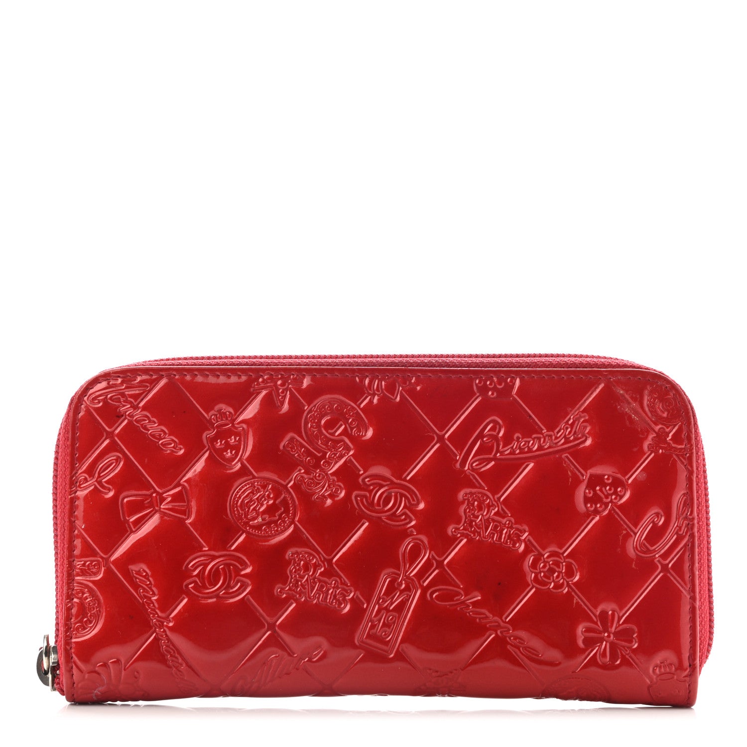 Chanel Patent Calfskin Lucky Symbols Zip Around Wallet Red 1 of 15
