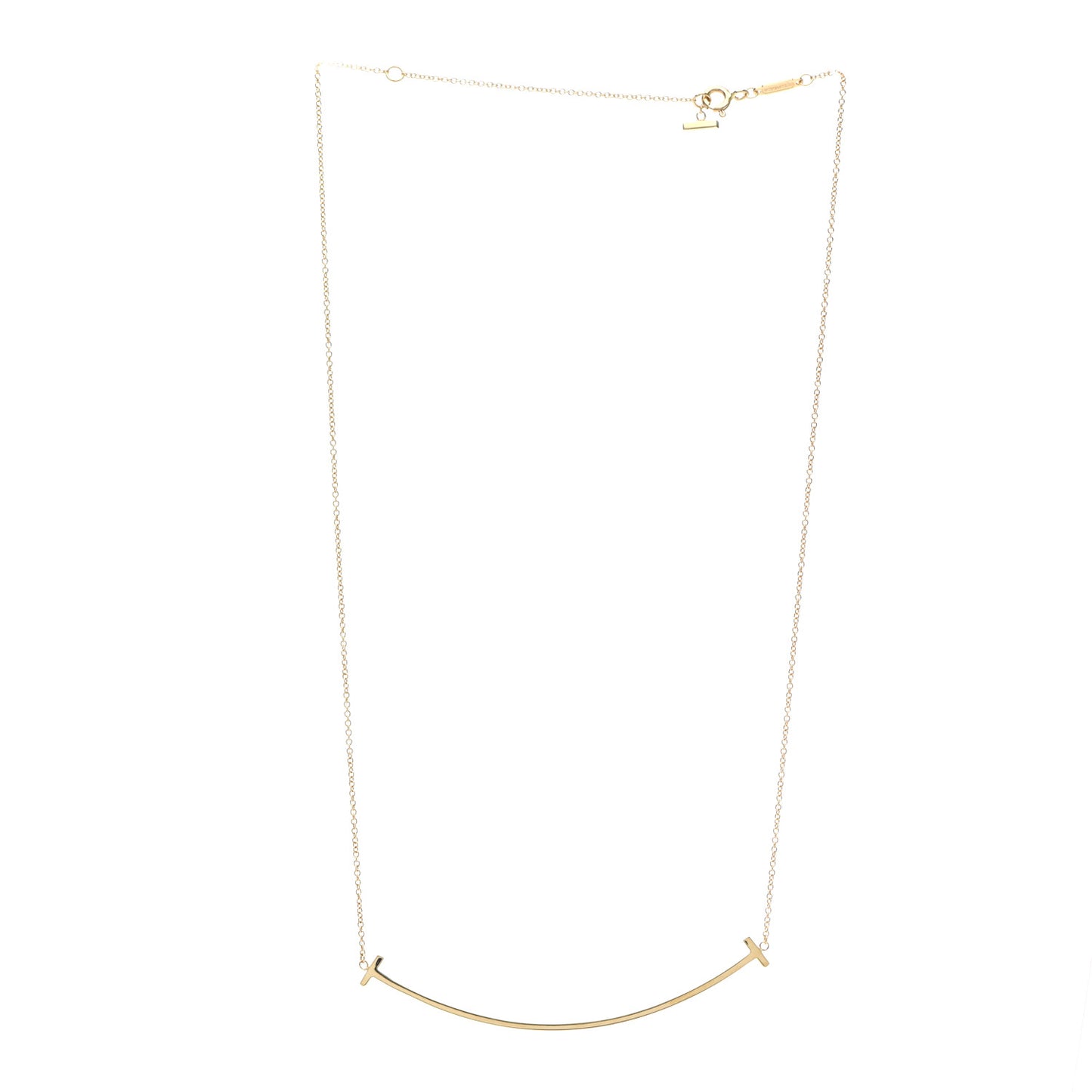 18K Yellow Gold Large T Smile Pendant Necklace