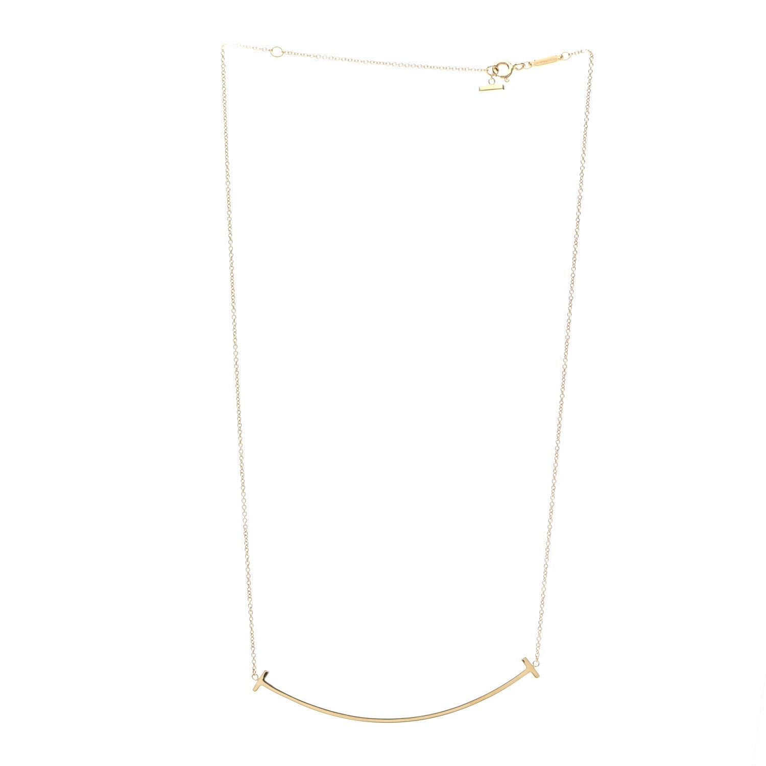 Tiffany 18K Yellow Gold Large T Smile Pendant Necklace 3 of 4