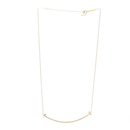 Tiffany 18K Yellow Gold Large T Smile Pendant Necklace 3 of 4