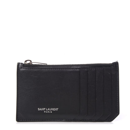 Saint Laurent Calfskin 5 Fragments Zip Card Case Black 1 of 7