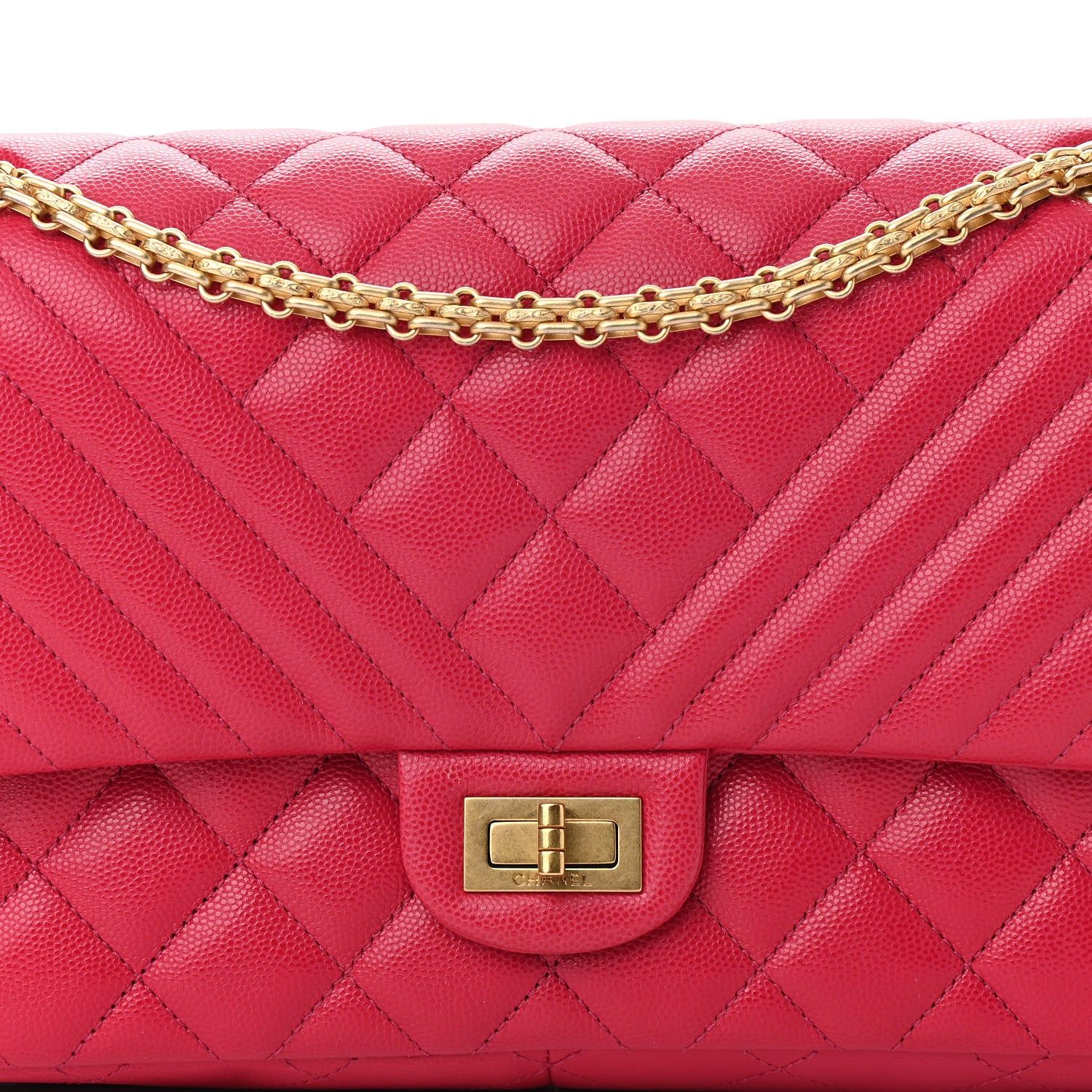 Chanel Caviar Chevron Quilted 2.55 Reissue 226 Flap Fuchsia 8 of 11