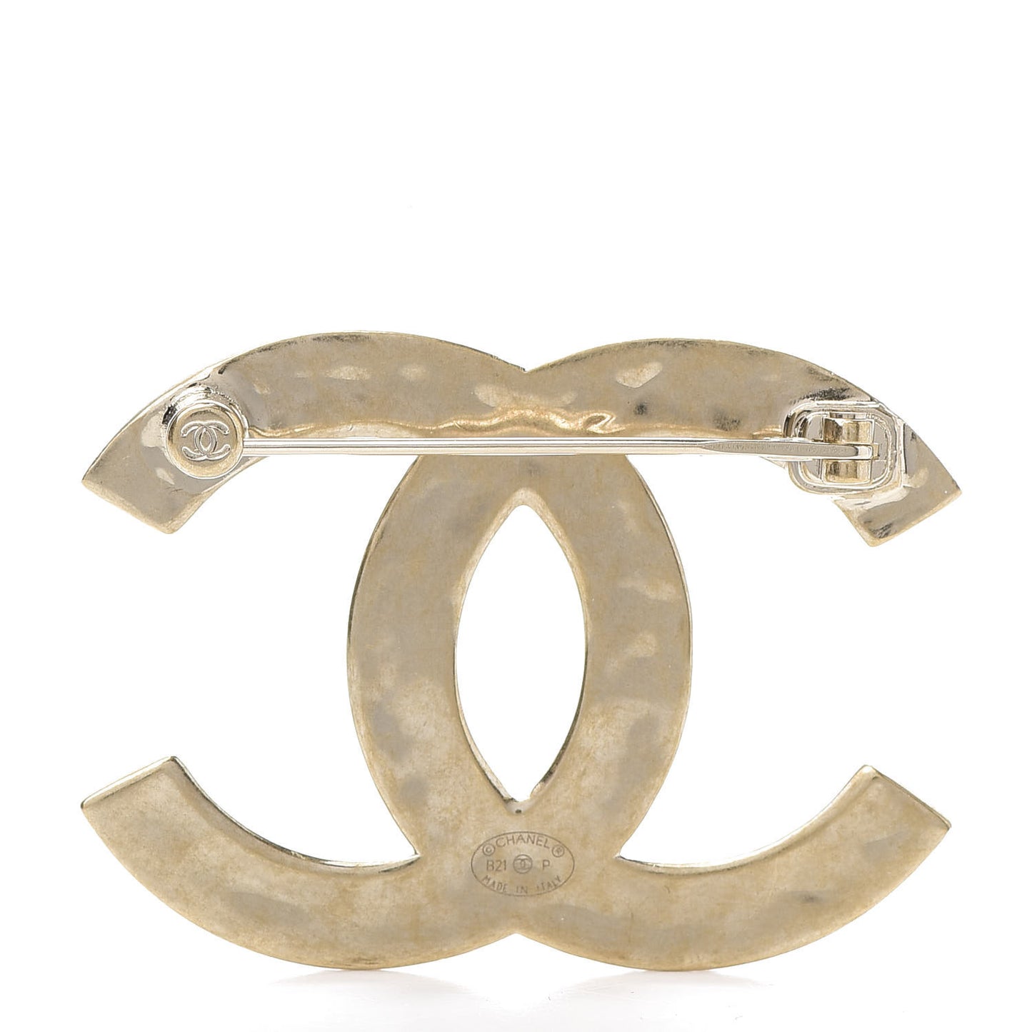 Metal CC Diamond Quilted Brooch Light Gold