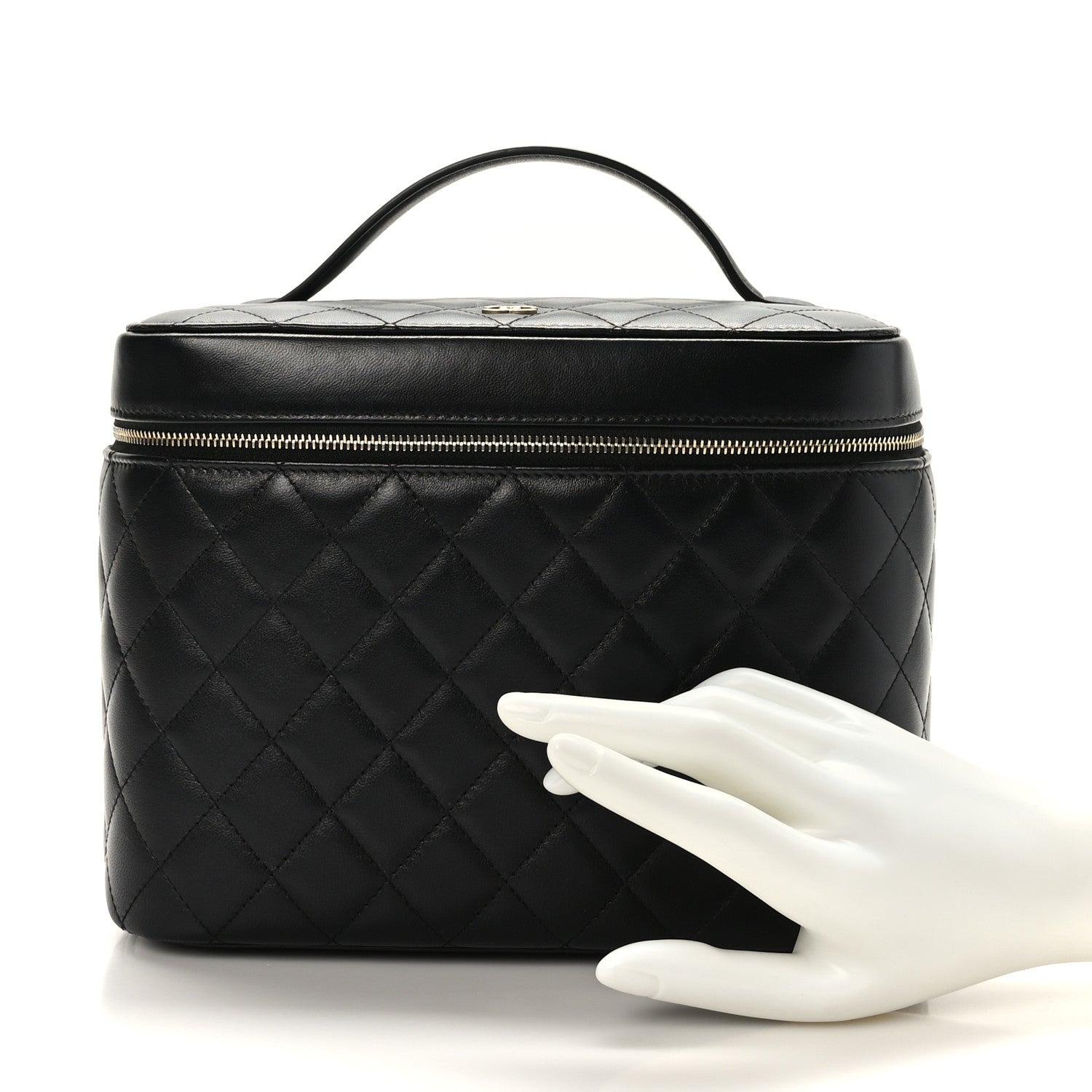 Chanel Lambskin Quilted Large Vanity Pouch Black 2 of 11