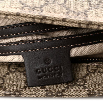 Gucci GG Supreme Monogram Selleria Calfskin Small Flat Side Zip Messenger Bag Beige Ebony Cocoa Dark Chocolate 6 of 10
