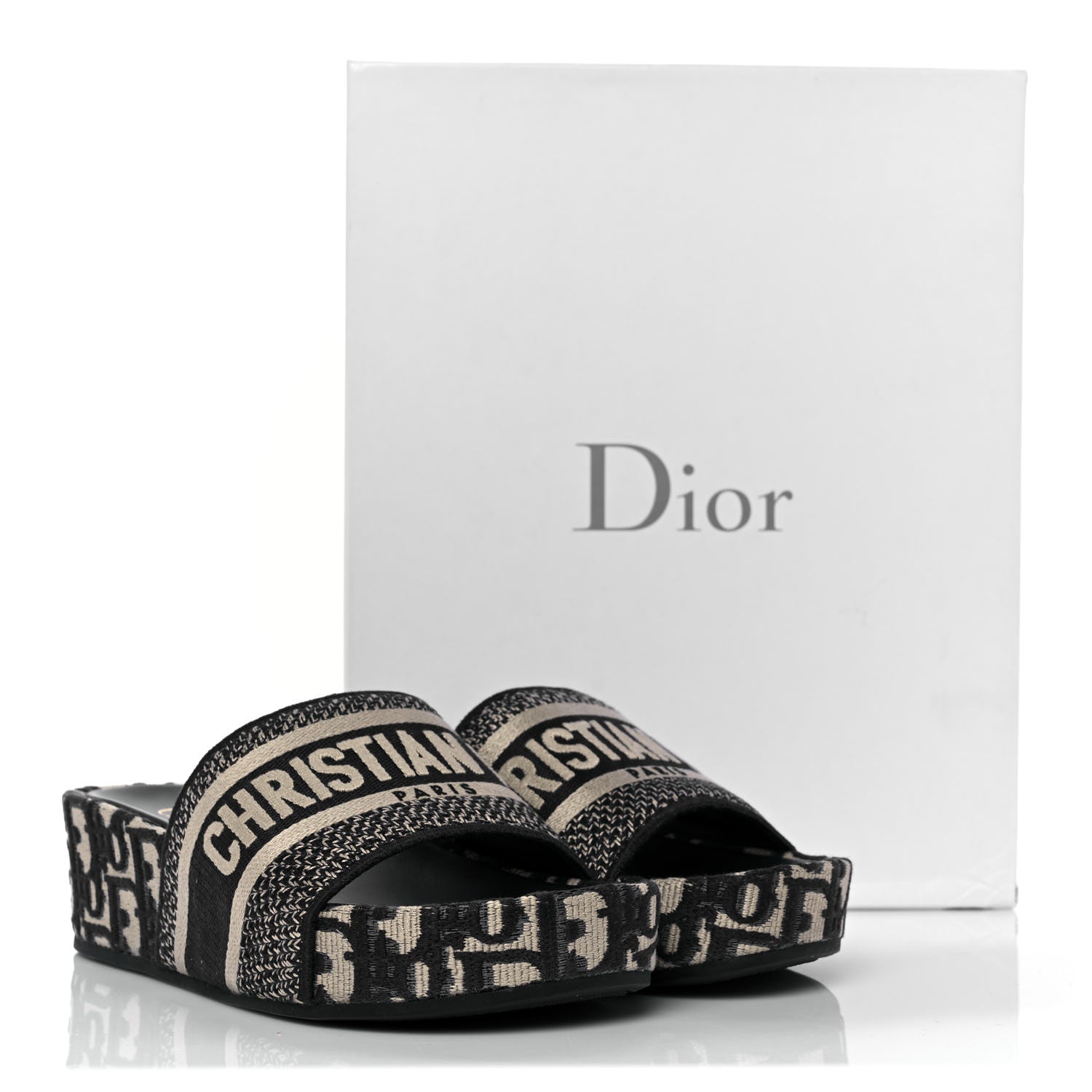 Christian Dior Oblique D-Way Platform Slide Sandals 36 Deep Blue 9 of 9