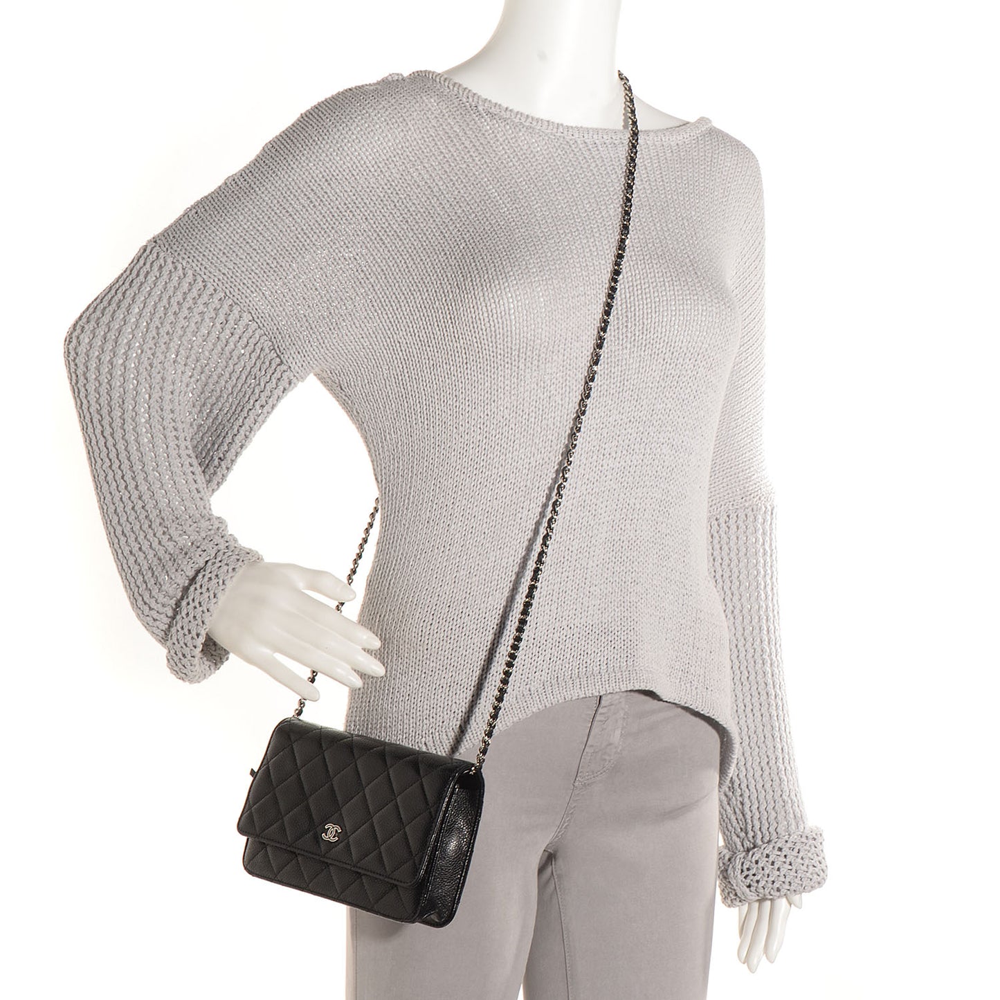 Caviar Quilted Wallet On Chain WOC Black