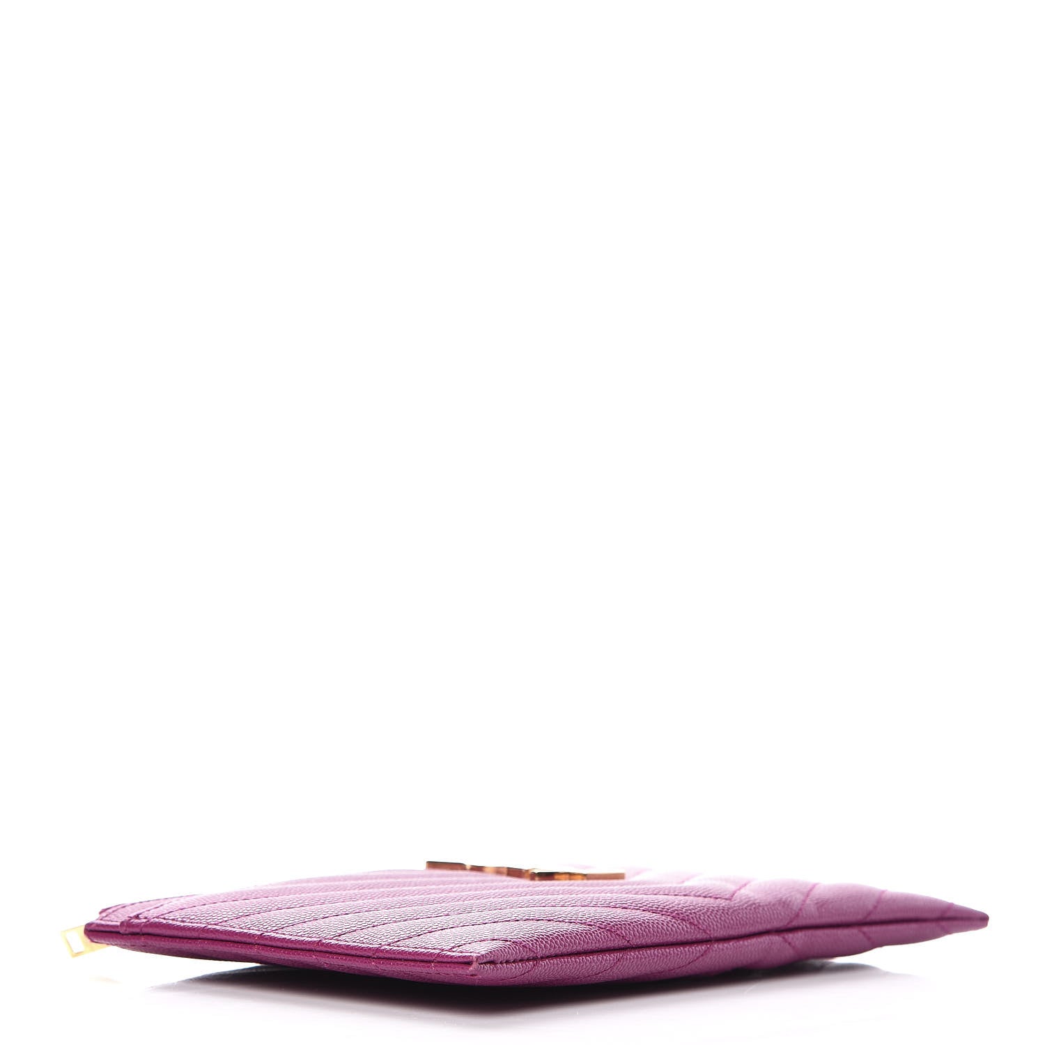 Saint Laurent Grain De Poudre Chevron Monogram Bill Pouch Dark Grape 4 of 8