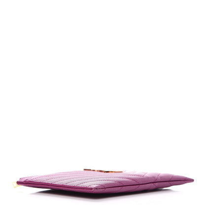 Saint Laurent Grain De Poudre Chevron Monogram Bill Pouch Dark Grape 4 of 8
