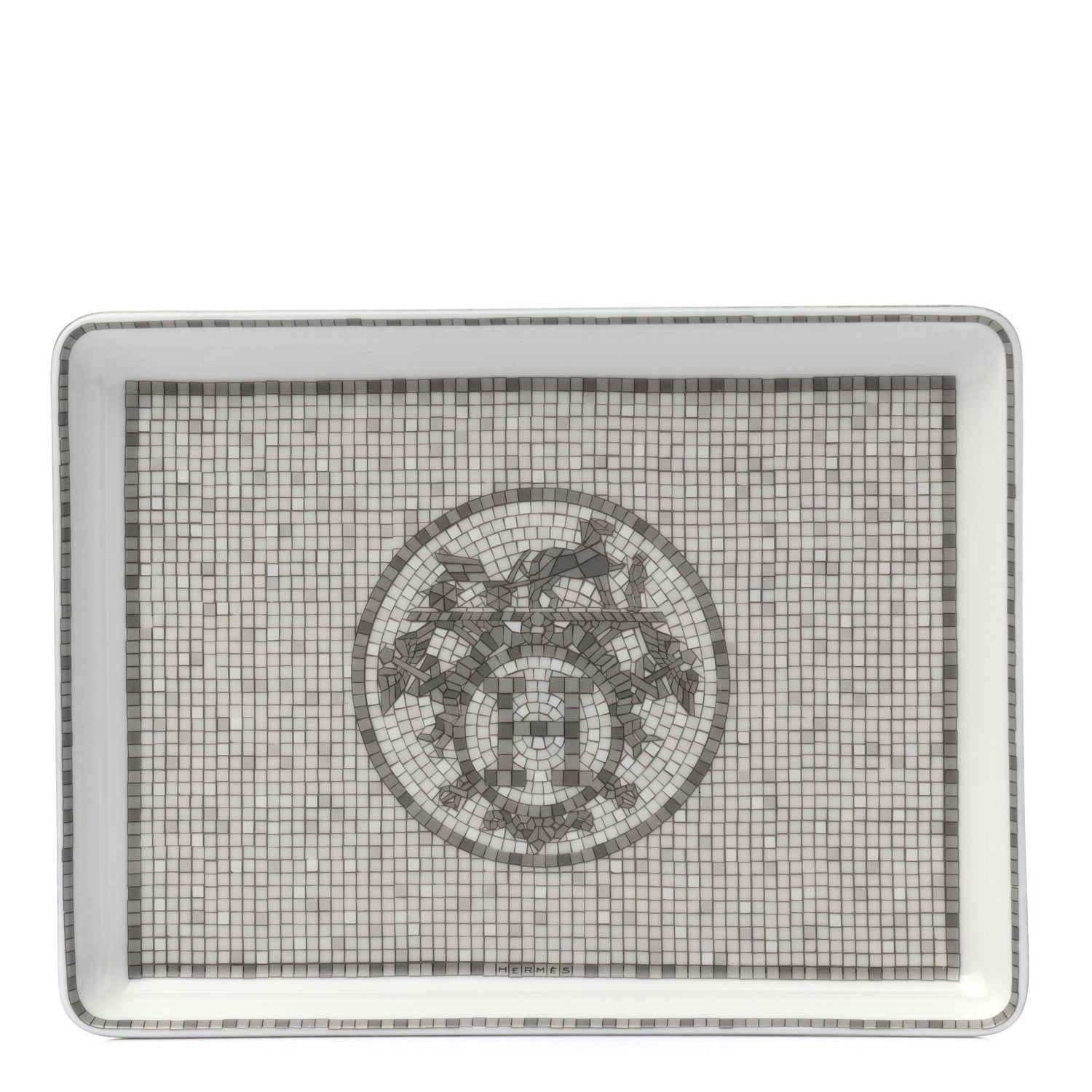 Hermes Porcelain Mosaique Au 24 Sushi Plate Platine 1 of 6
